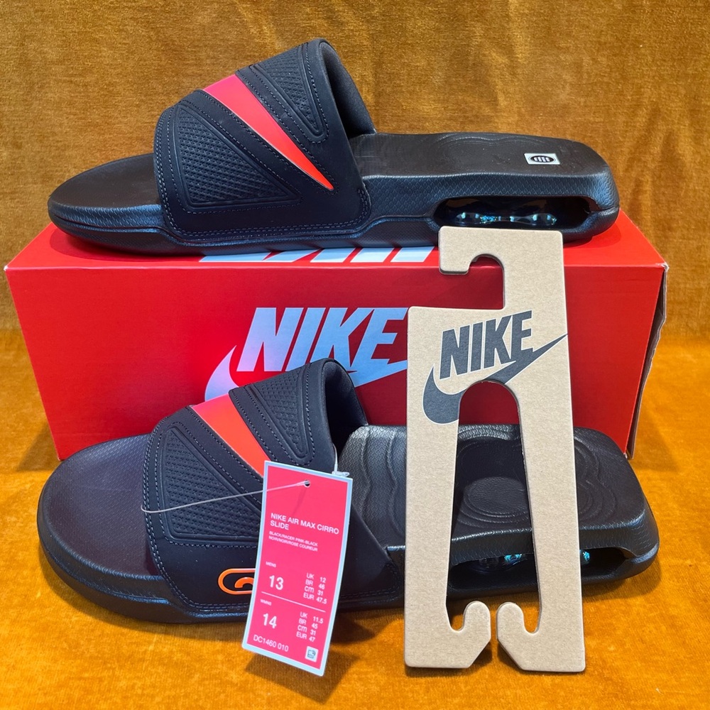 Nike Air Max Cirro Black Racer Pink Slides Size 12